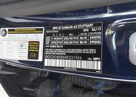 2017 Mercedes-Benz Glc 300 4Matic из США, поврежденный, VIN WDC0G4KB6HF231926